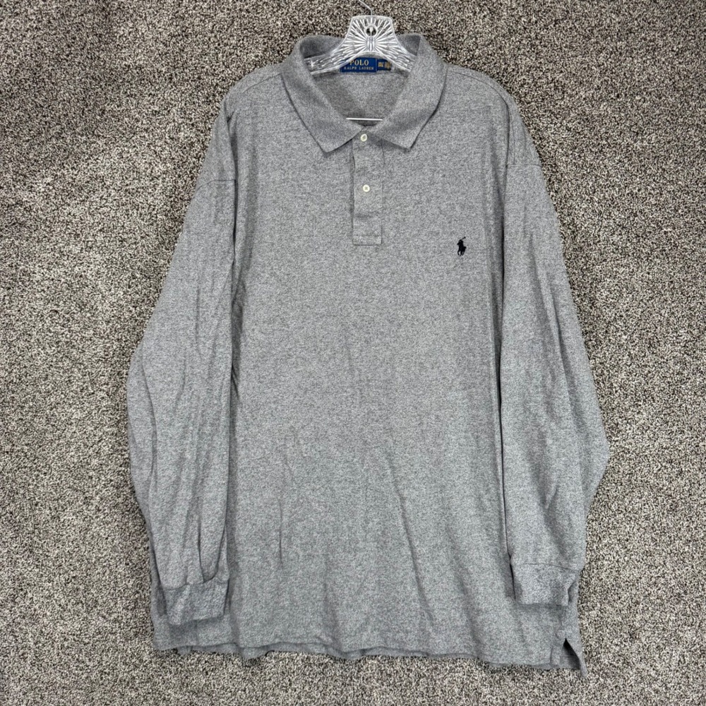 Polo Ralph Lauren Shirt Mens 3XLT Gray Cotton Long Sleeve Pony‎ Preppy Casual